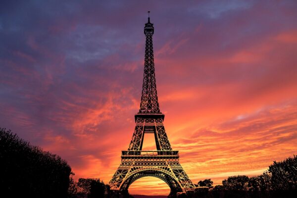 The Eiffel Tower in the evening