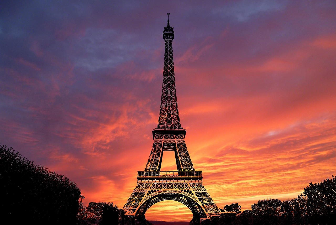 The Eiffel Tower in the evening